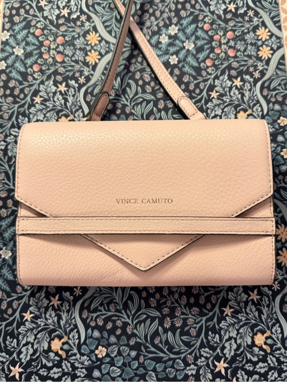 Vince Camuto Pale Pink Pebbled Leather Crossbody